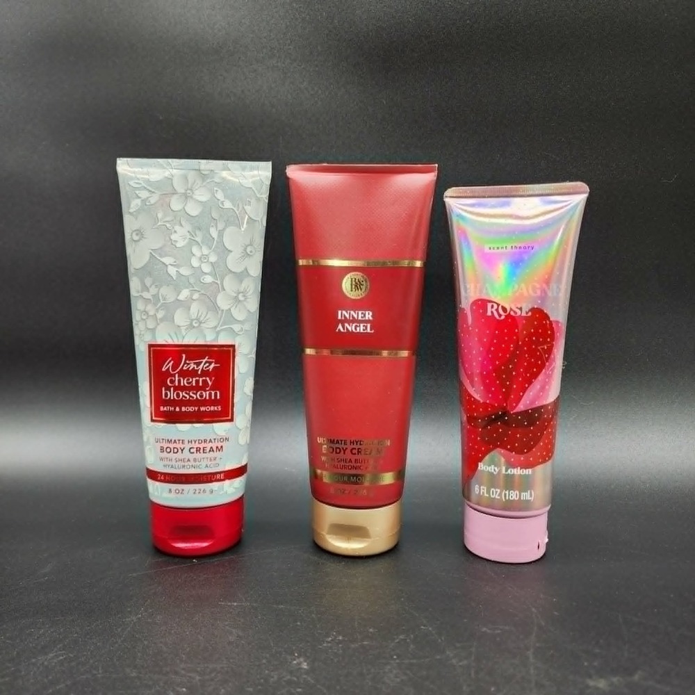 Bath & Body Works Red Pink Winter Cherry Blossom Inner Angel Champagne Rose Lot